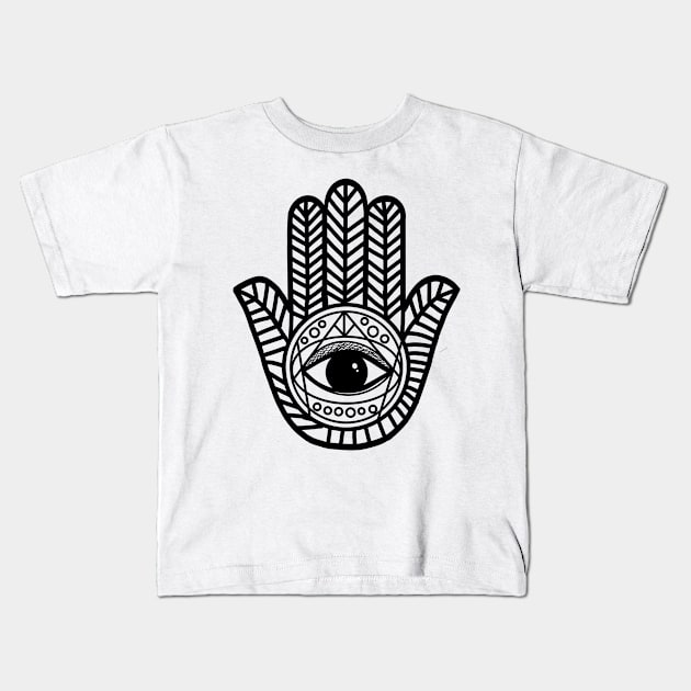 hand of hamsa evil eye Kids T-Shirt by livania